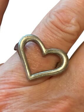 Vintage Vargas Signed 925 Sterling Silver Open Heart Ring Size 7